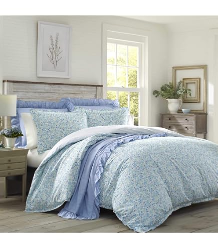 Amazon.com: Laura Ashley - Twin Duvet Cover Set with Shams & Throw